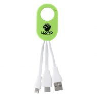 Promotional Custom Logo 3-In-1 Charging Buddy With Carabiner Clip