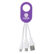 Promotional Custom Logo 3-In-1 Charging Buddy With Carabiner Clip