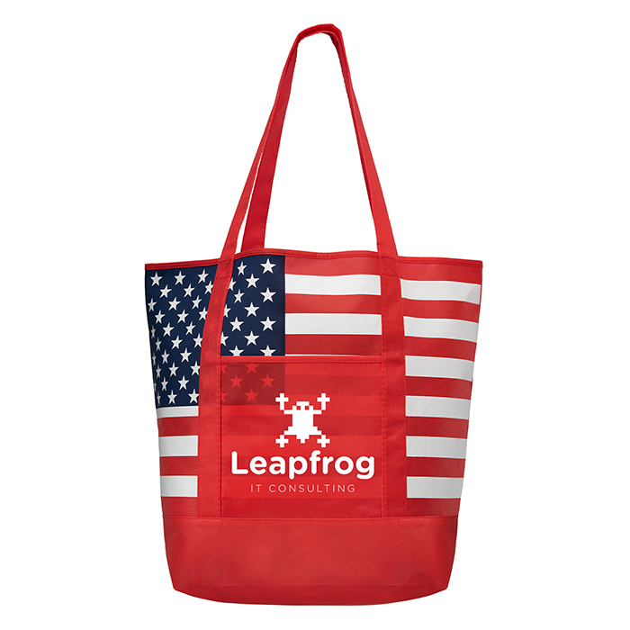 Custom Logo American Flag Non-Woven Tote Bag