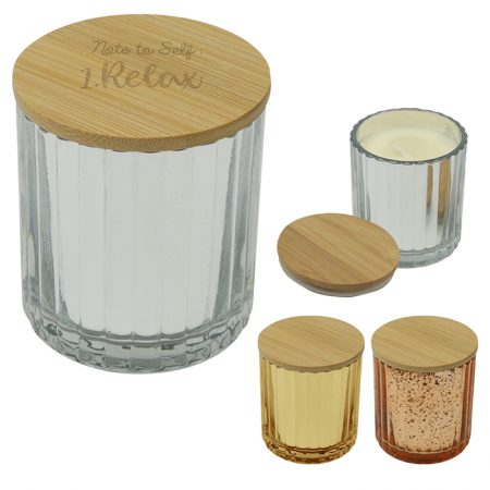 Customizable Aria Candle in Glass Jar with Bamboo Lid