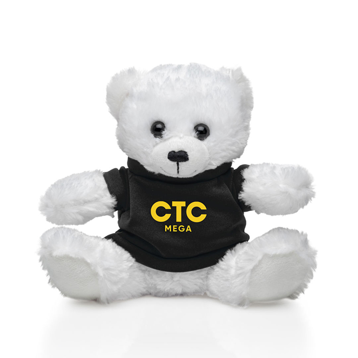 Custom Logo Printed Arlo White Teddy Bear Stuffed Plush Toy 6 inch