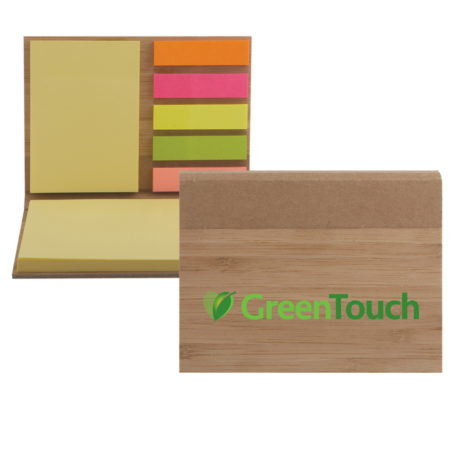 Promotional Custom Logo Bamboo Sticky Notepad - Full-Color Imprint