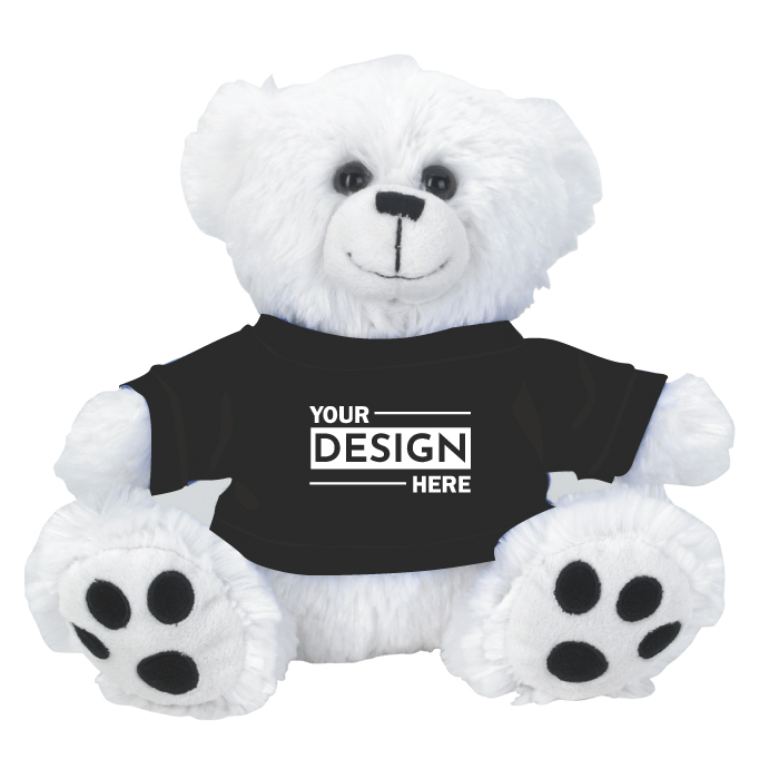 Custom printed 8" Big Paw White Teddy Bear Plush Toy with Logo