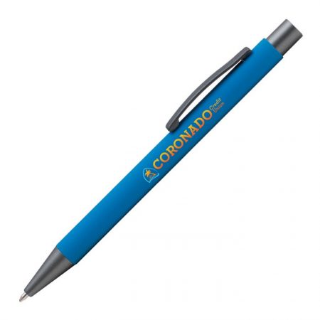 Promotional Custom Logo Bowie Softy Click Pen - Full Color Imprint