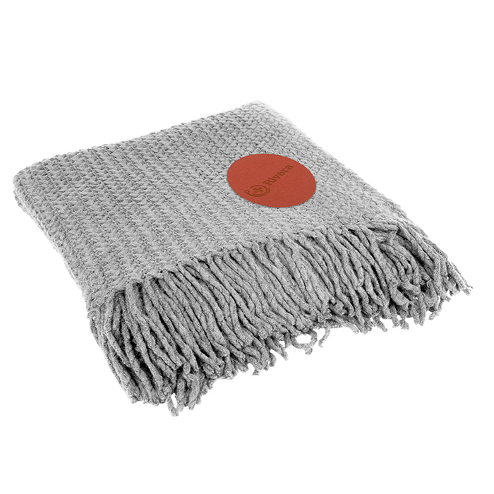 Chunky Knit Blanket with Fringe with Logo