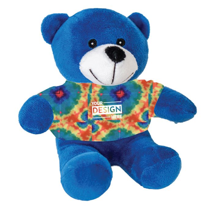 Custom Branded Color Buddy Blue Teddy Bear Stuffed Toy 6" with Promotional Logo