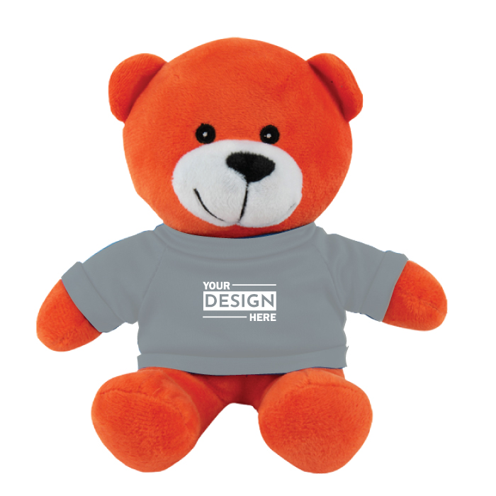 Personalized Color Buddy Orange Teddy Bear Stuffed Toy 6" with Promotional Custom Logo