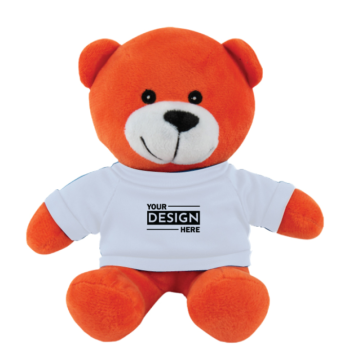 Personalized Color Buddy Orange Teddy Bear Stuffed Toy 6" with Promotional Custom Logo