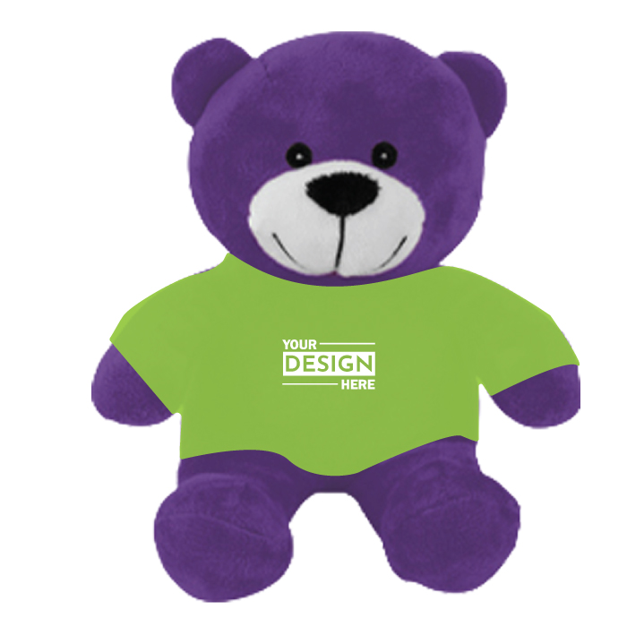 Custom Promotional Color Buddy Purple Teddy Bear Stuffed Toy 6" with Printed Logo
