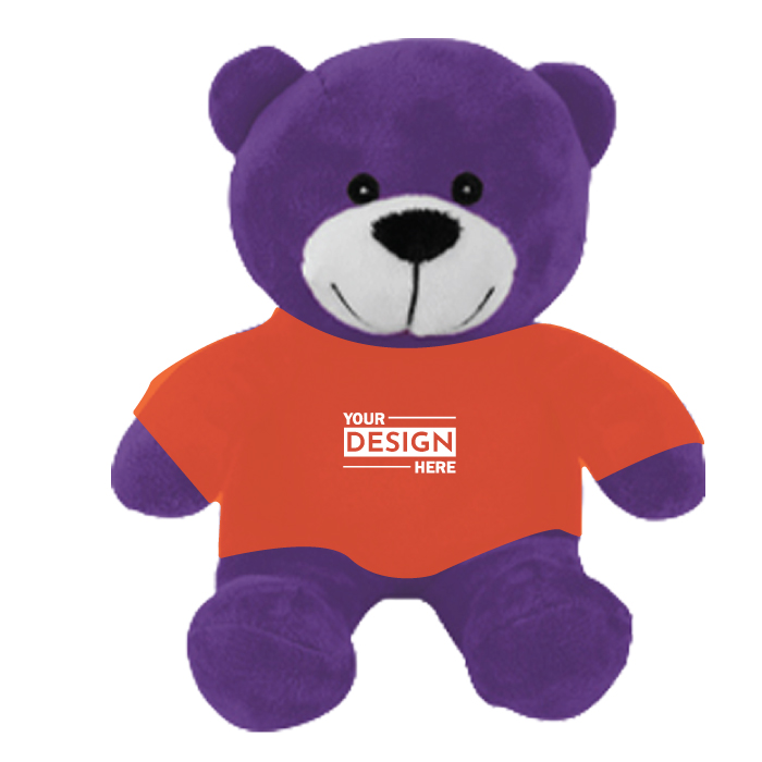 Custom Promotional Color Buddy Purple Teddy Bear Stuffed Toy 6" with Printed Logo