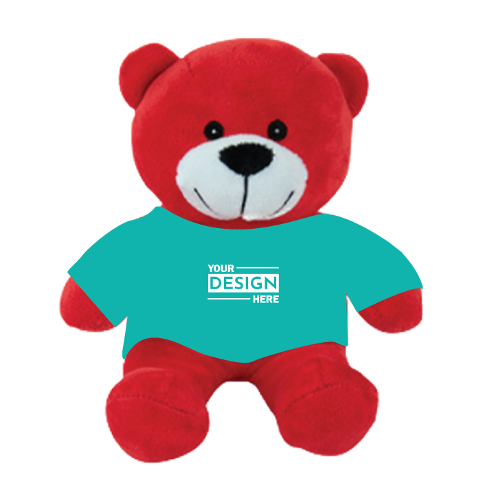 Promotional Logo Color Buddy Red Teddy Bear Stuffed Toy 6" with Custom Imprint