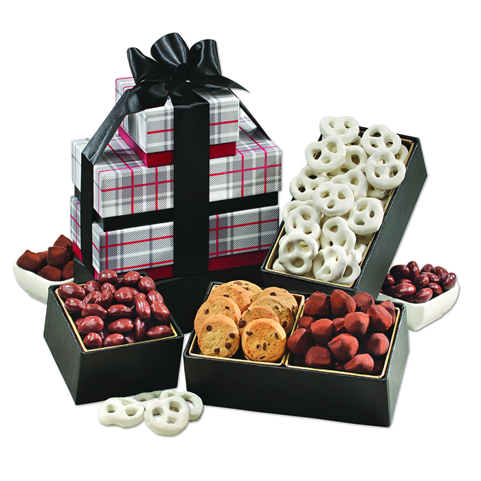 Cozy Sweet Treats Gift Food Tower with Logo