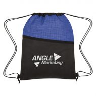 Promotional Crosshatch Two-Tone Non-Woven Drawstring Bag with Logo