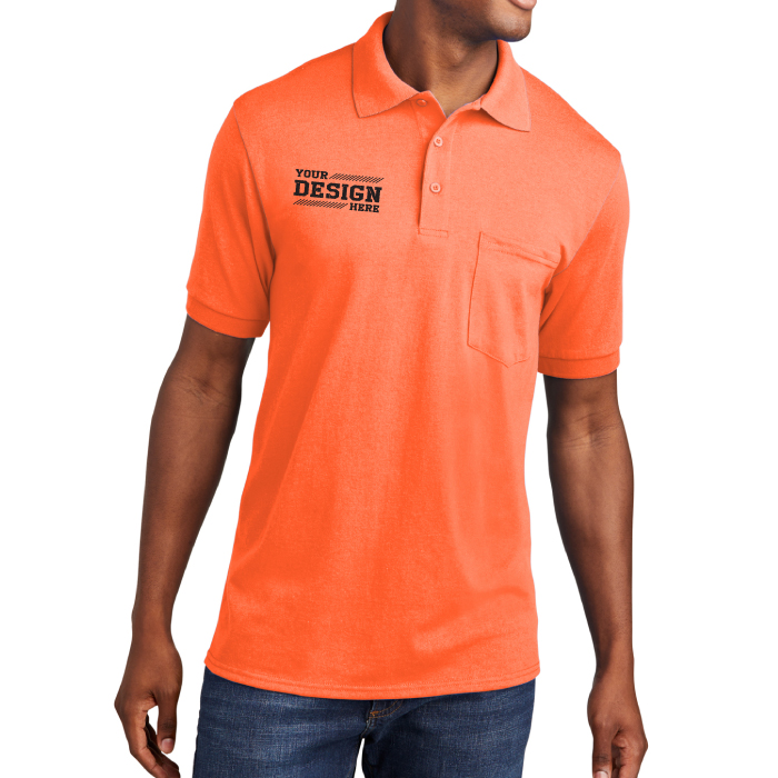 Custom Port & Company® Men's Core Blend Pocket Polo Shirt with Logo