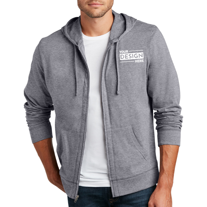 Custom Logo District® Jersey Full-Zip Hoodie Sweatshirt