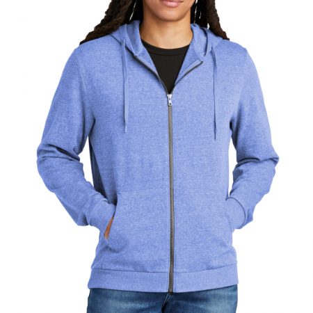Custom Branded District® Perfect Tri® Fleece Full-Zip Hoodie Sweatshirt with Logo