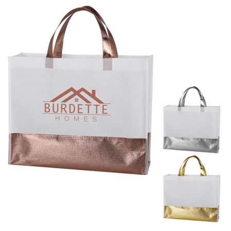Custom Logo Flair Metallic Accent Non-Woven Shopper Tote Bag