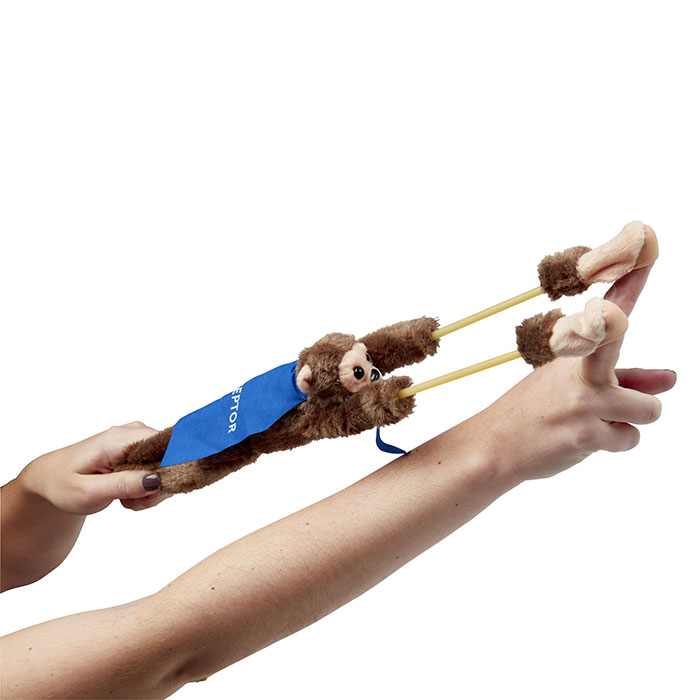 Custom Printed Flying Sling Shot Shrieking Monkey Plush Toy