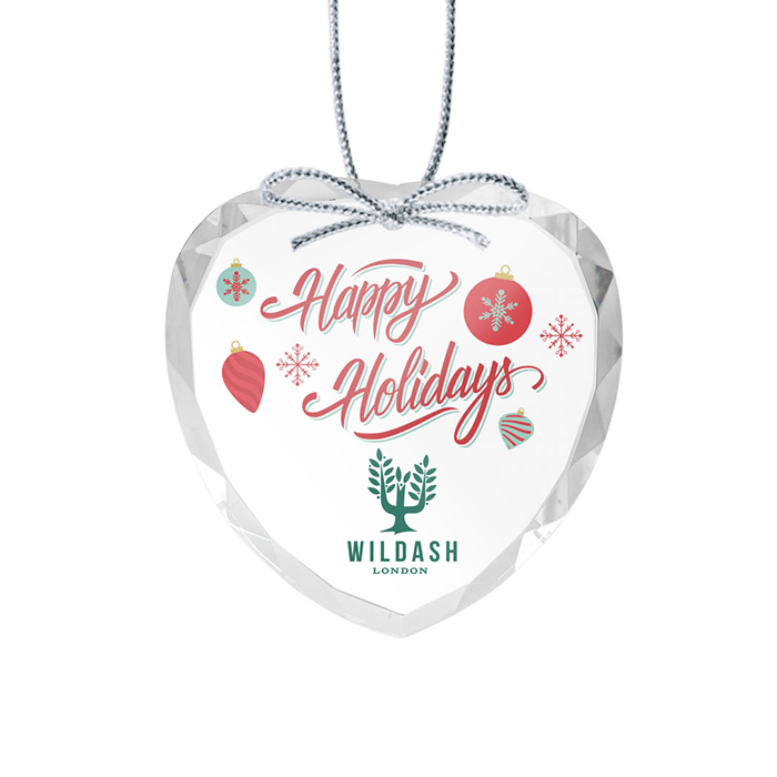 Heart Crystal Holiday Ornaments – Full Color with Logo