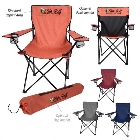 Promotional Custom Logo Heathered Folding Chair With Carrying Bag