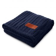 Custom Logo Leeman™ Cable Knit Sherpa Throw Blanket