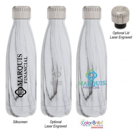 Promotional Custom Logo Marbled Swiggy Stainless Steel Water Bottle 16oz