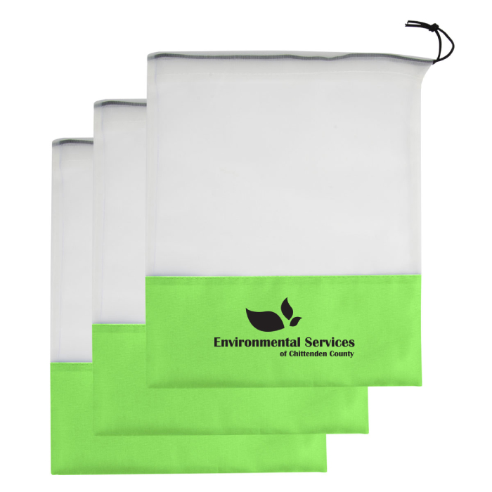 Custom Logo Market Mesh Reusable Produce Bags 3-Piece Set