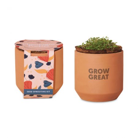 Customizable Modern Sprout® Tiny Terracotta Grow Kit Champagne Poppies