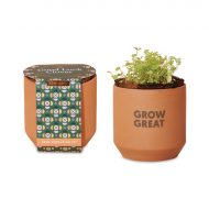 Customizable Modern Sprout® Tiny Terracotta Grow Kit Good Luck Clover with Logo