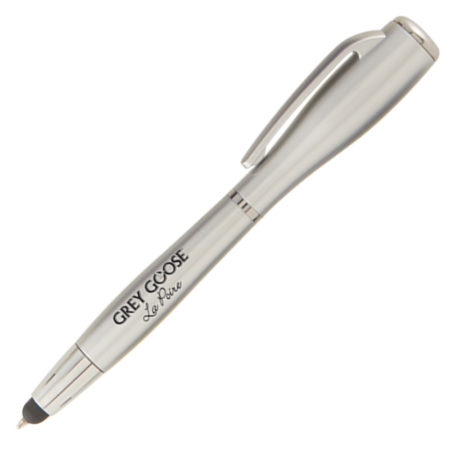 Promotional Logo Imprinted Light Up LED Pen - Nova Metallic Stylus Pen