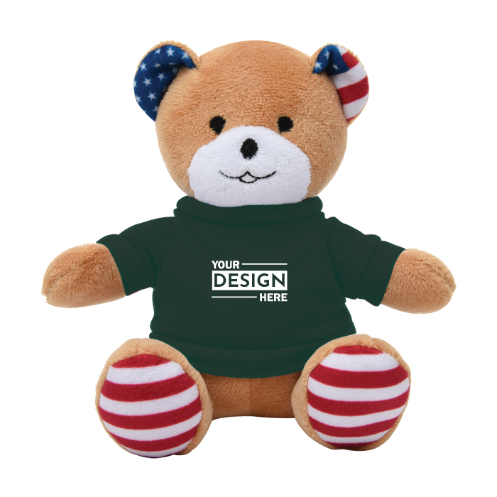 Custom Branded Patriotic Bear Stuffed Plush Toy 6" with Printed Logo