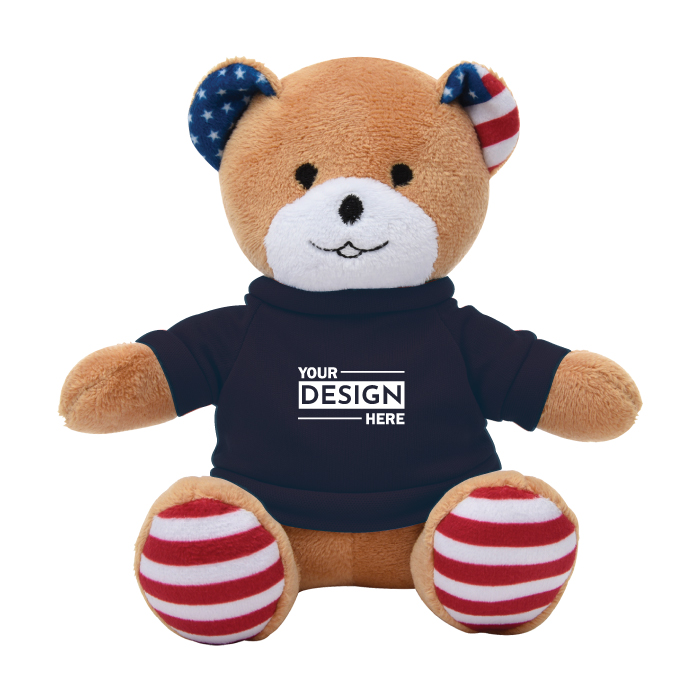 Custom Branded Patriotic Bear Stuffed Plush Toy 6" with Printed Logo