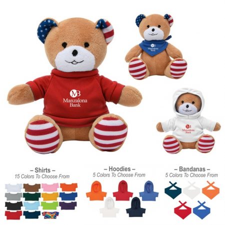 Promotional Custome Logo Patriotic Stuffed Plush Bear 6inch