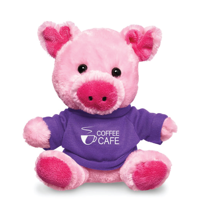 Custom Logo 7" Pig Plush Toy with T-shirt