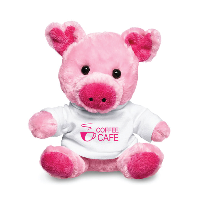 Custom Logo 7" Pig Plush Toy with T-shirt