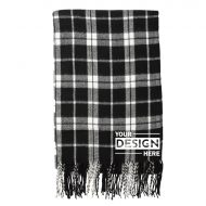 Promotional Plaid Blanket Scarf with Logo
