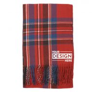 Promotional Plaid Blanket Scarf with Logo