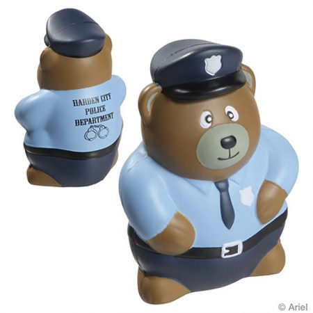 Custom Police Bear Stress Reliever Ball with Logo Imprint