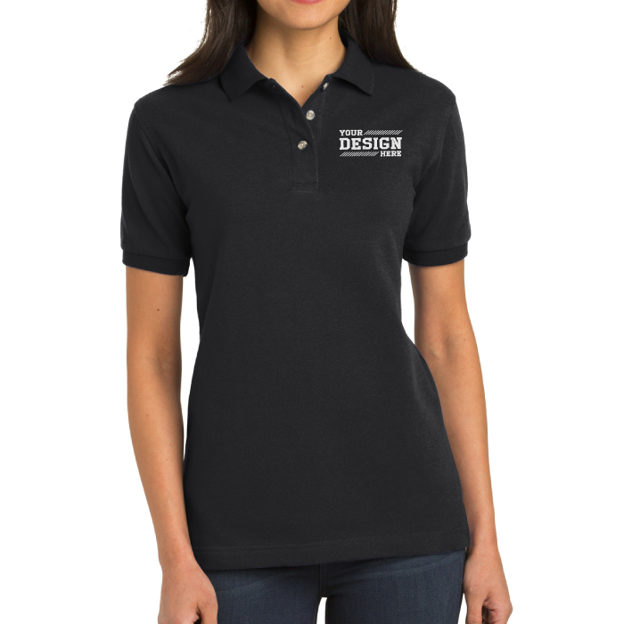 Branded Port Authority® Women's Heavyweight Cotton Polo Shirt with Embroidered Logo