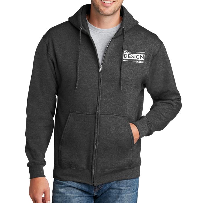 Custom Port & Company® Core Fleece Full-Zip Hoodie Sweatshirt with Logo