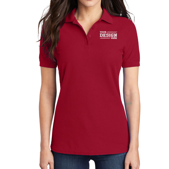 Branded Port & Company® Women's Core Blend Pique Polo Shirt with Embroidered Logo