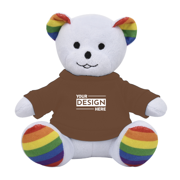 Personalized Rainbow Bear Stuffed Plush Toy 6" with Custom Logo