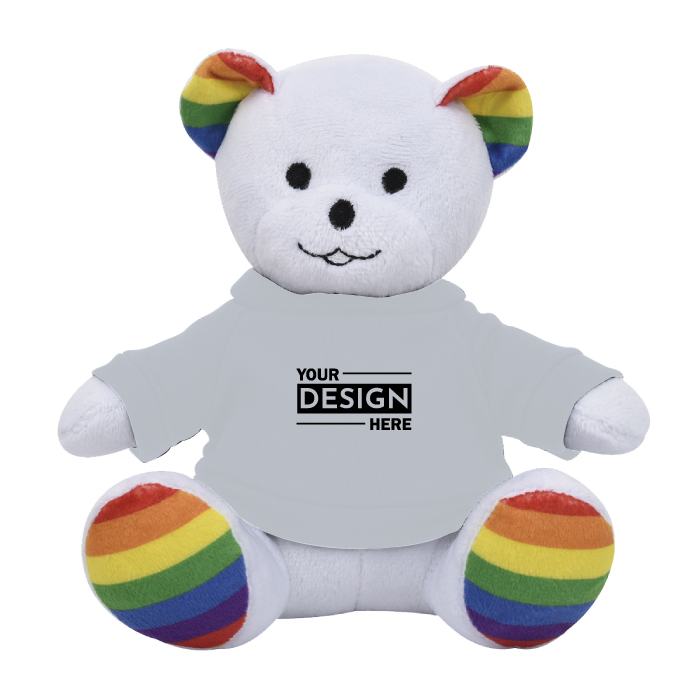 Personalized Rainbow Bear Stuffed Plush Toy 6" with Custom Logo