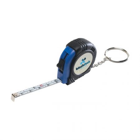 Promotional Custom Logo Rubber Tape Measure Key Tag With Laminated Label