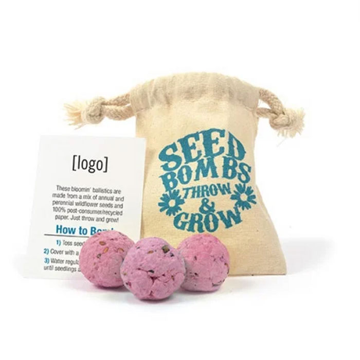 Personalized Seed Paper Bomb Bag 3-Piece Pack with Promotional Logo
