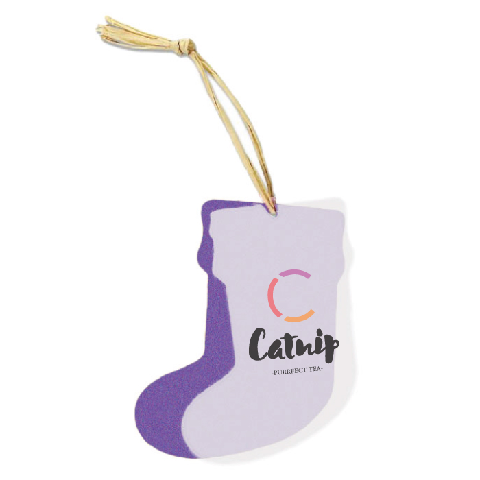 Personalized Seeded Stocking Paper Ornament with Custom Printed Logo