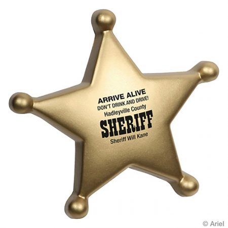 Custom Sheriff's Badge Star Stress Ball Key Chain with Logo