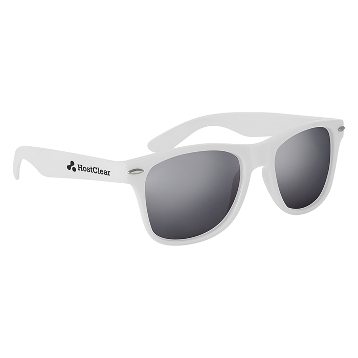 Silver Mirrored Malibu Sunglasses with Logo