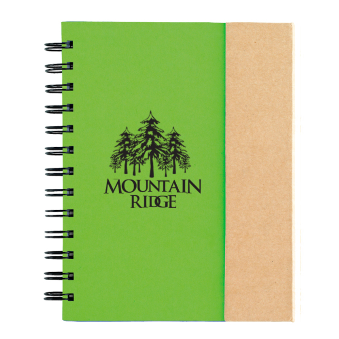 Personalized Spiral Notebook with Sticky Notes, Flags and Pen with Custom Logo