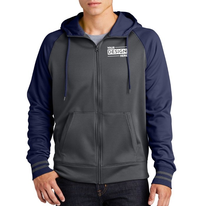 Custom Branded Sport-Tek® Sport-Wick® Varsity Fleece Full-Zip Hooded Jacket